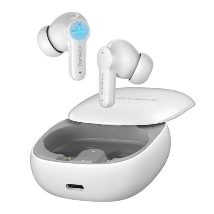 M3 Translator Earbuds: Free Lifetime App 3-in-1 Phone, Music, Translation 74 Languages & Accents for iOS & Android - HD Sound Quality for Study & Communication- Long Life Battery (White)